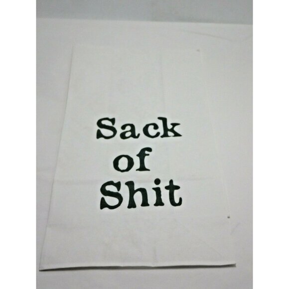 Gift bag Novelty White Paper Sack of S#!T Text Rude Party Joke - Picture 1 of 2